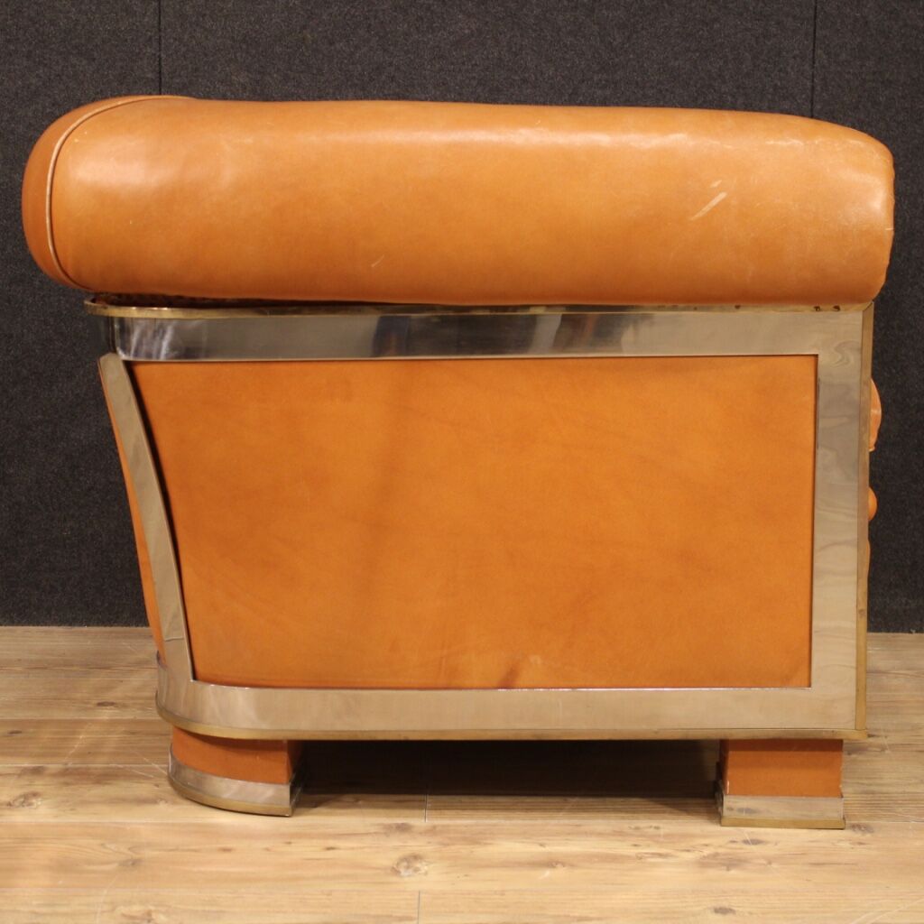 Italian design armchair in leather from the 70s