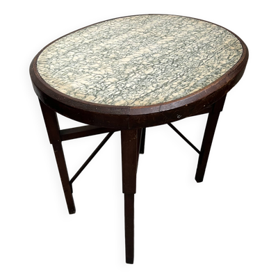 Table ovale Art Nouveau avec plateau en marbre fin 19e