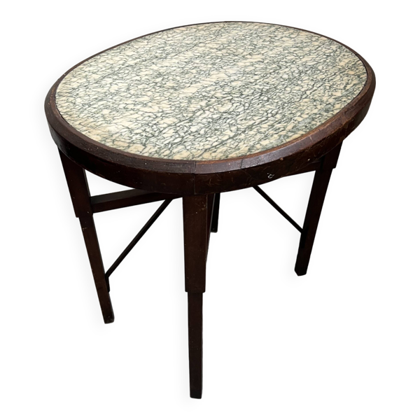 Table ovale Art Nouveau avec plateau en marbre fin 19e