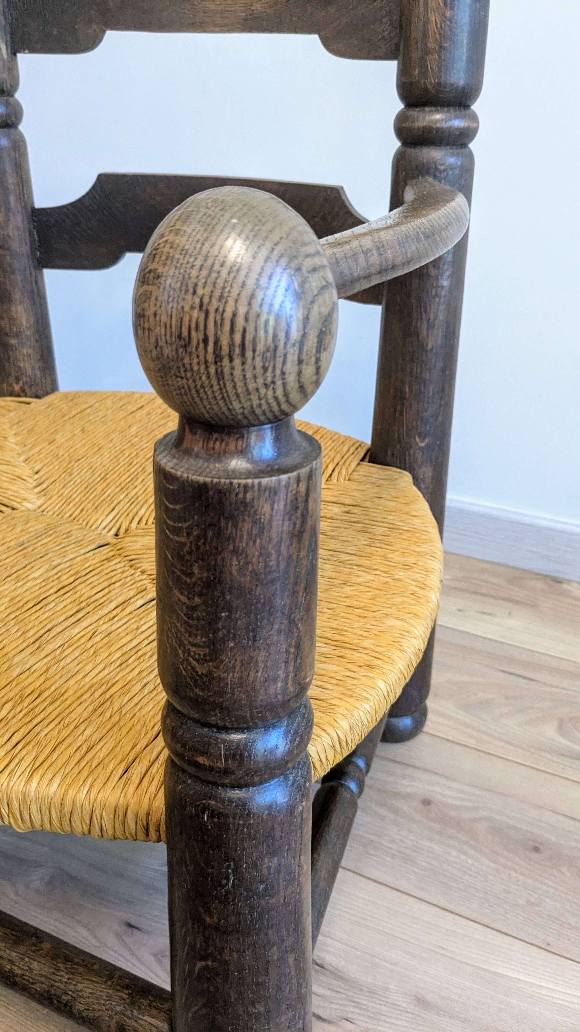 Genuine  Dudouyt style low oak armchair, 1940s