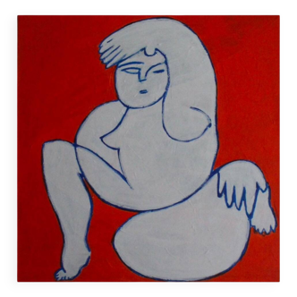 Seated woman 50x50cm painting on stretched canvas by Bodasca