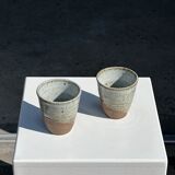 Set of 2 cups in Indonesian ceramic (brown & speckled glazed matte)