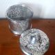 Vintage candy dish in reverse-painted glass
