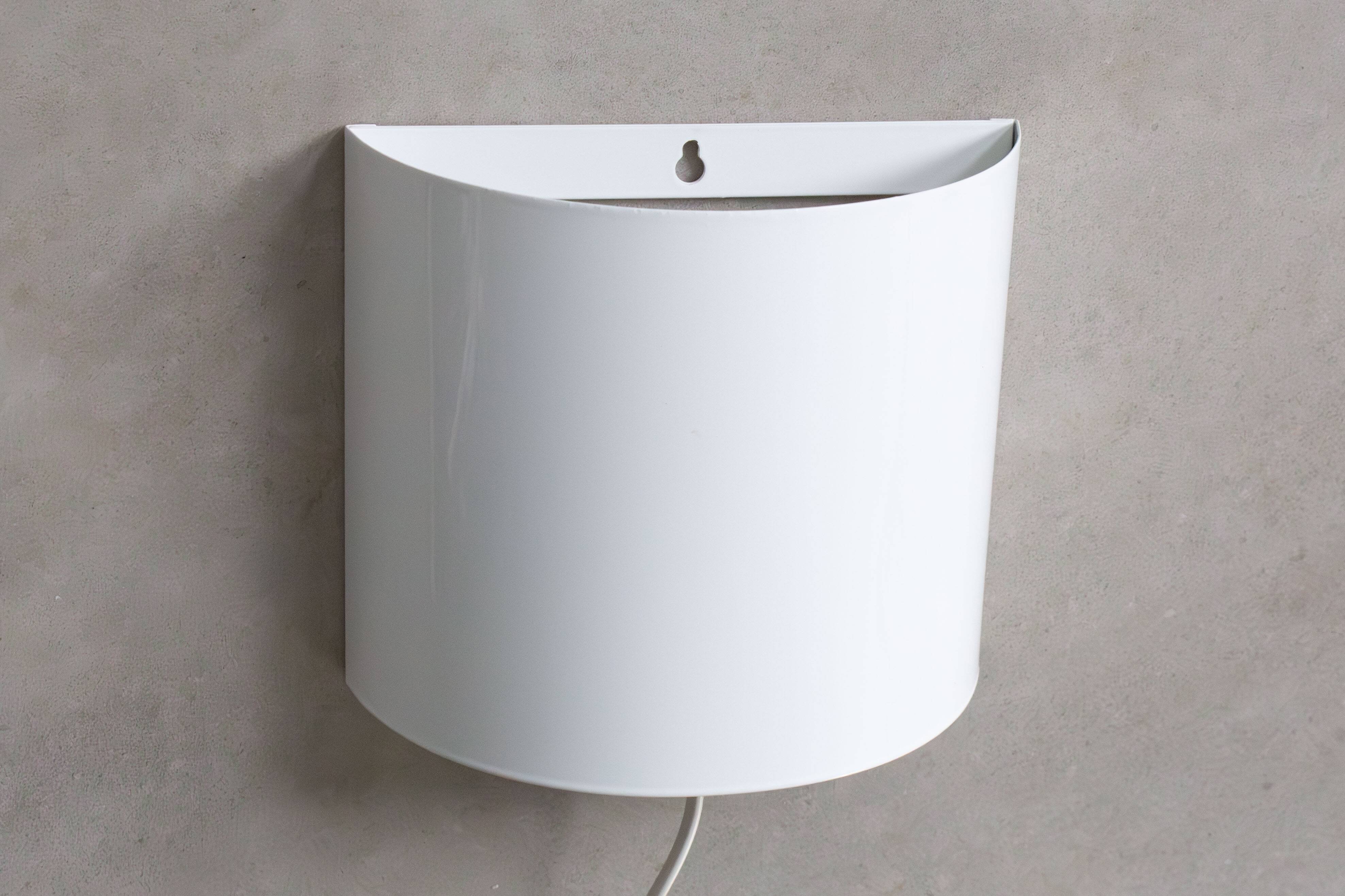 Vintage half round wall lamp - white metal