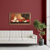 20th century Italian still life painting with musical instruments