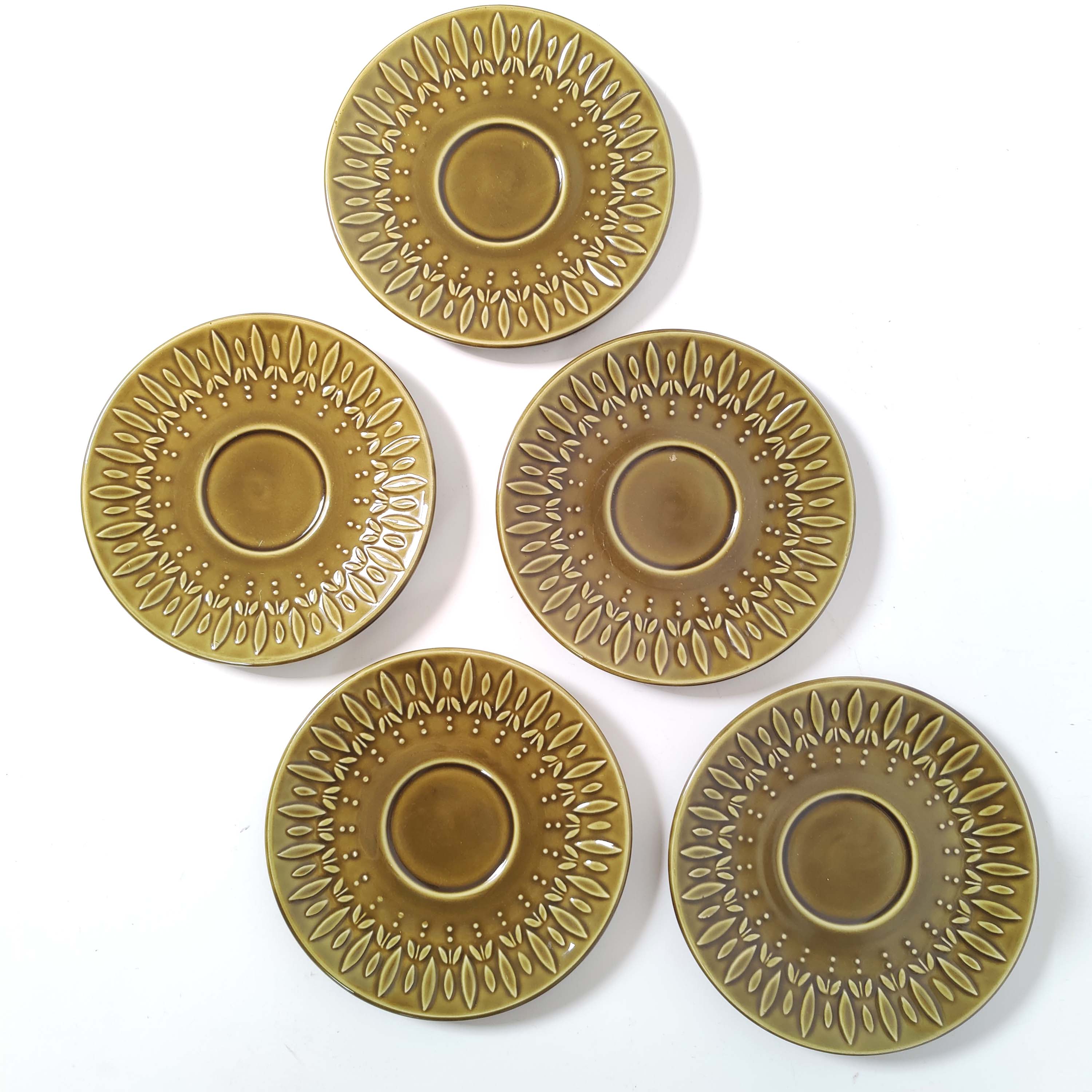 Lot 5 plates sarreguemines ceramic seventies