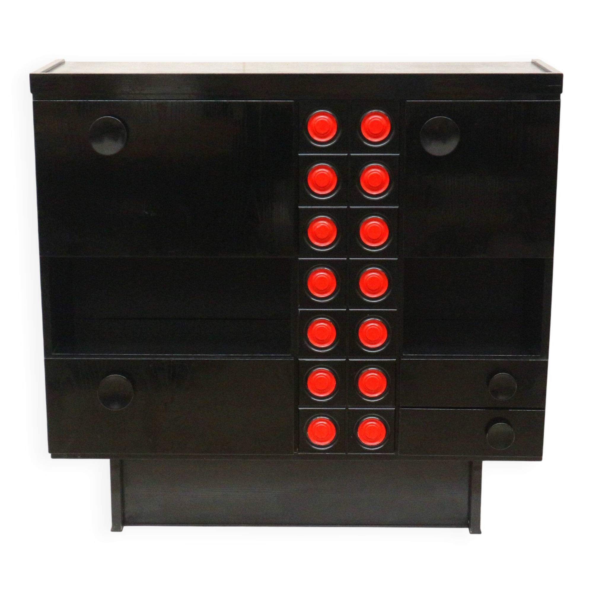 Vintage black Brutalist bar cabinet / sideboard