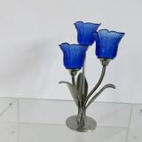 Silver-plated pewter candlestick signed Jean Goardère, 1970