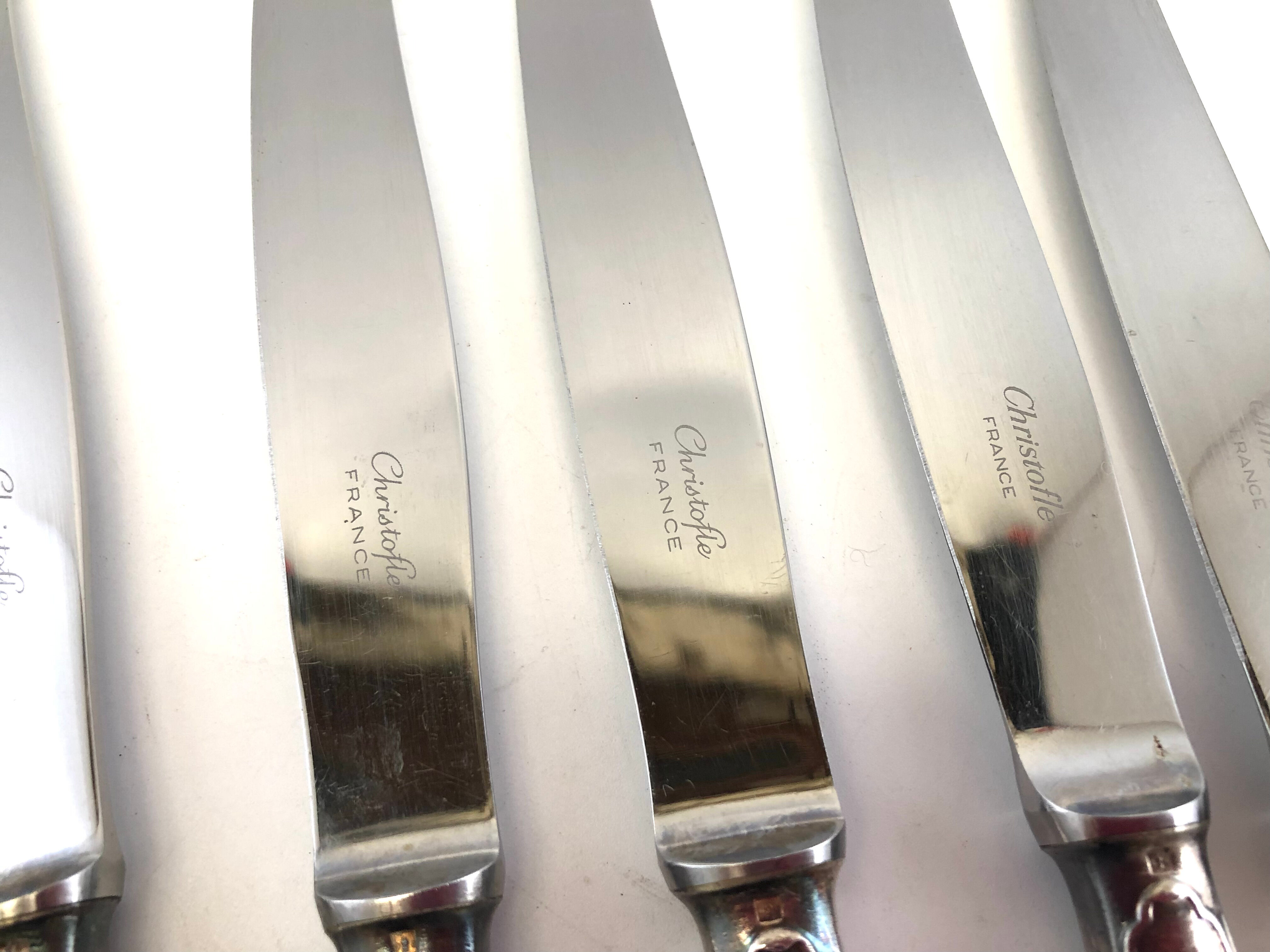 Christofle 12 silver metal knives model Versailles