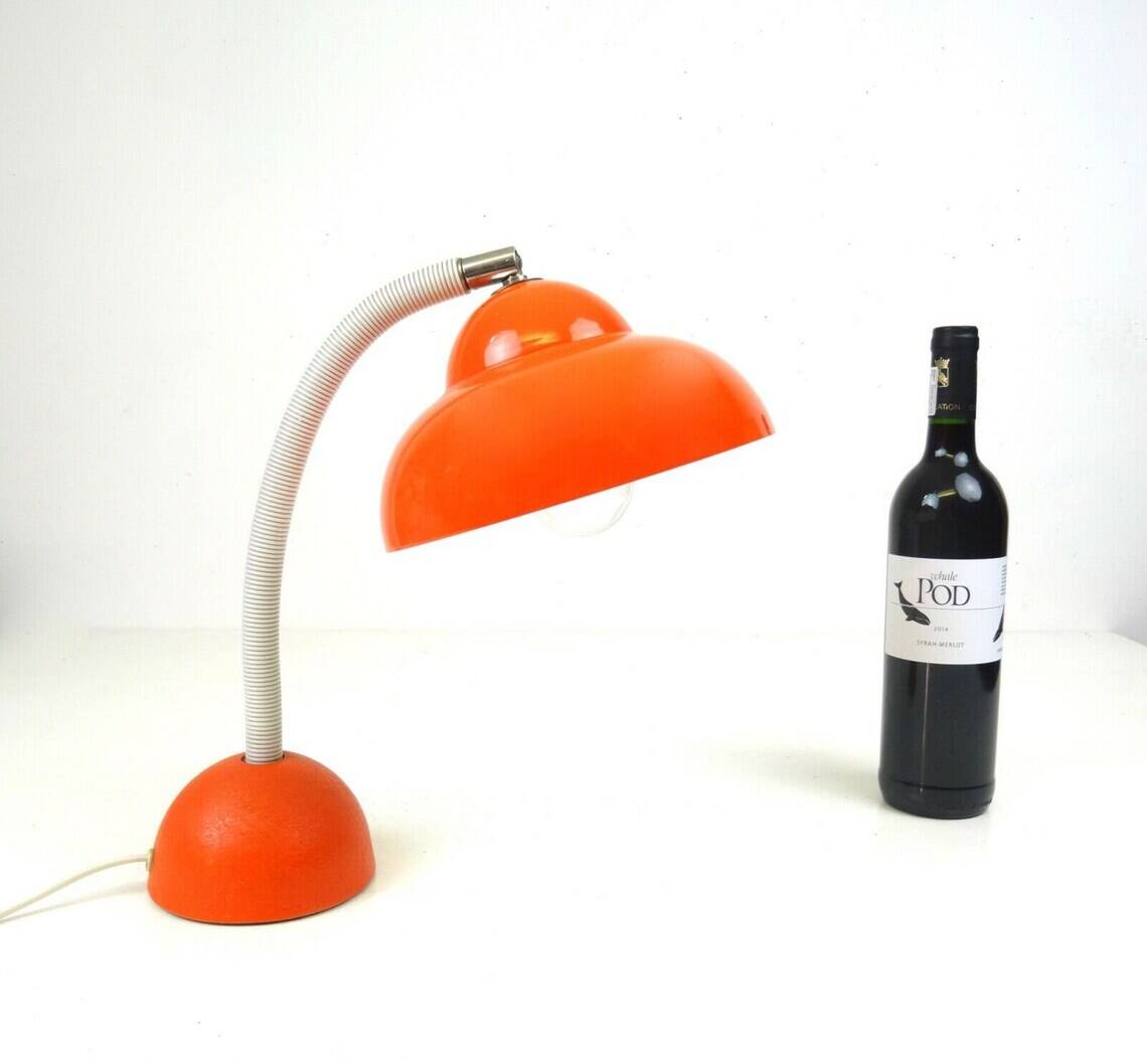 Mid Century 70s space age orange Desk Lamp by Temde