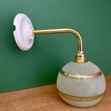 Applique globe vintage en verre granité vert et or