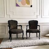 Restored Louis XV-style leopard convertible chairs