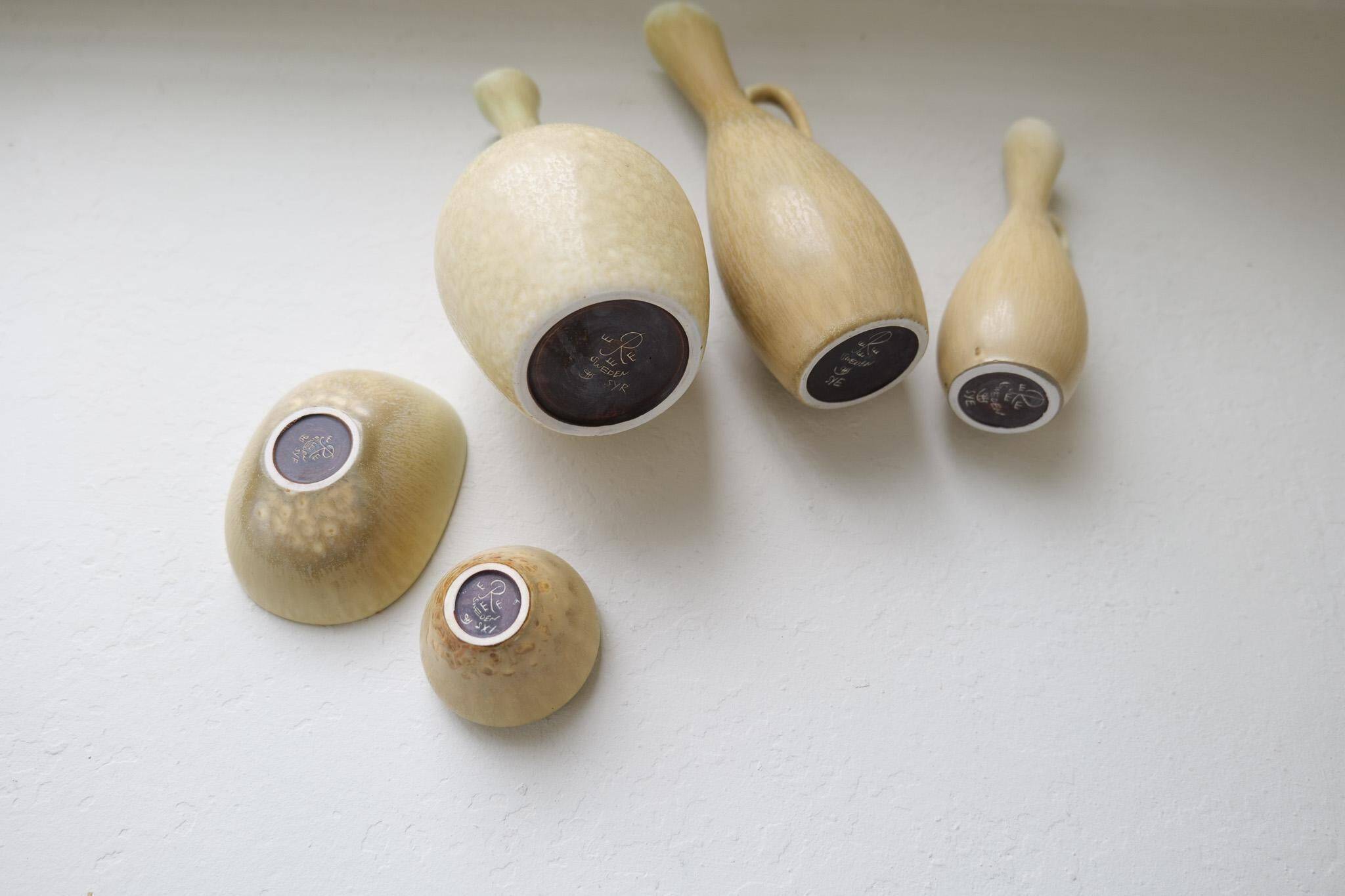 Group of 5 Mid-Century Modern Vases Rörstrand Sweden 1950