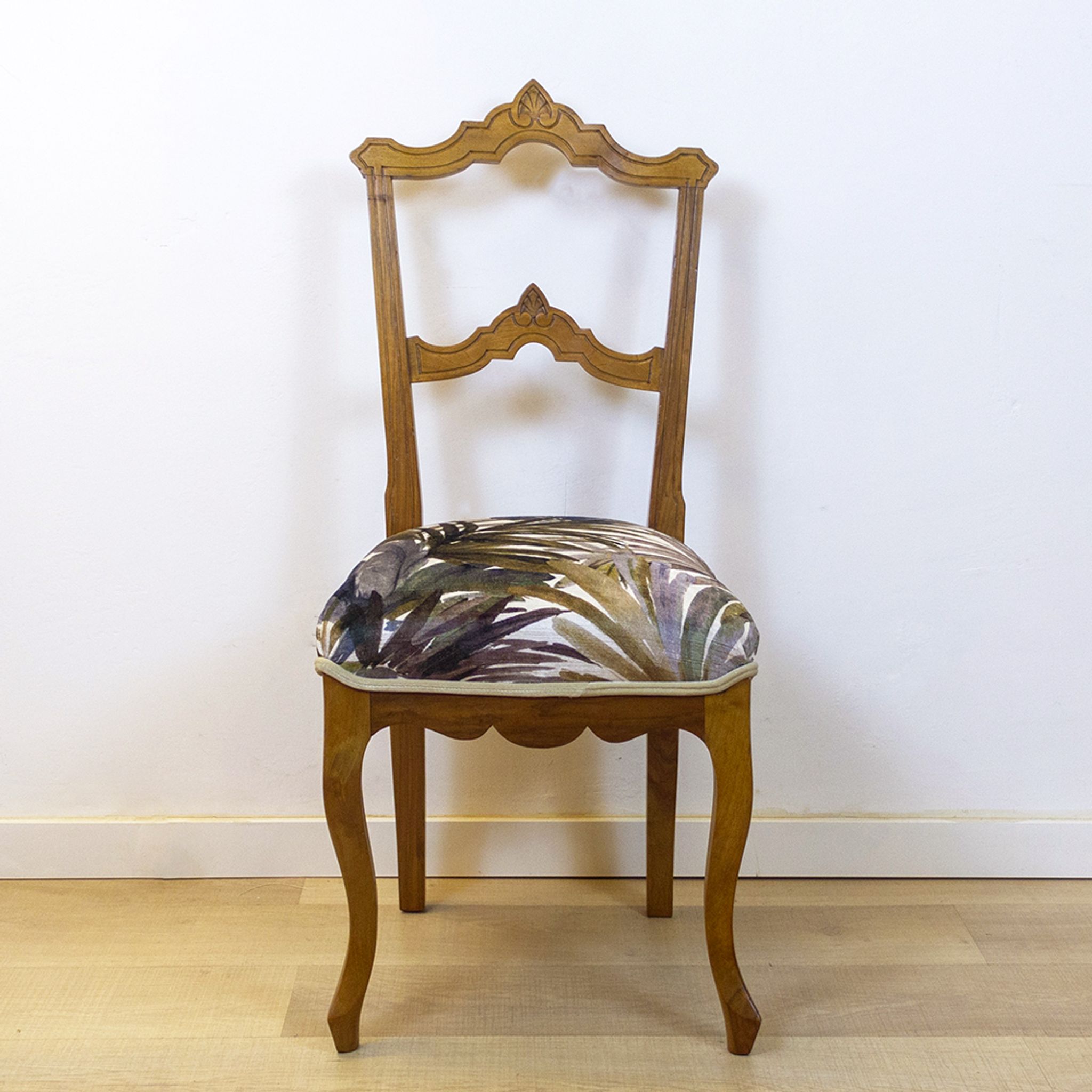 Walnut Alfonsin Era Upholstered Chair, Spain, Circa 1880