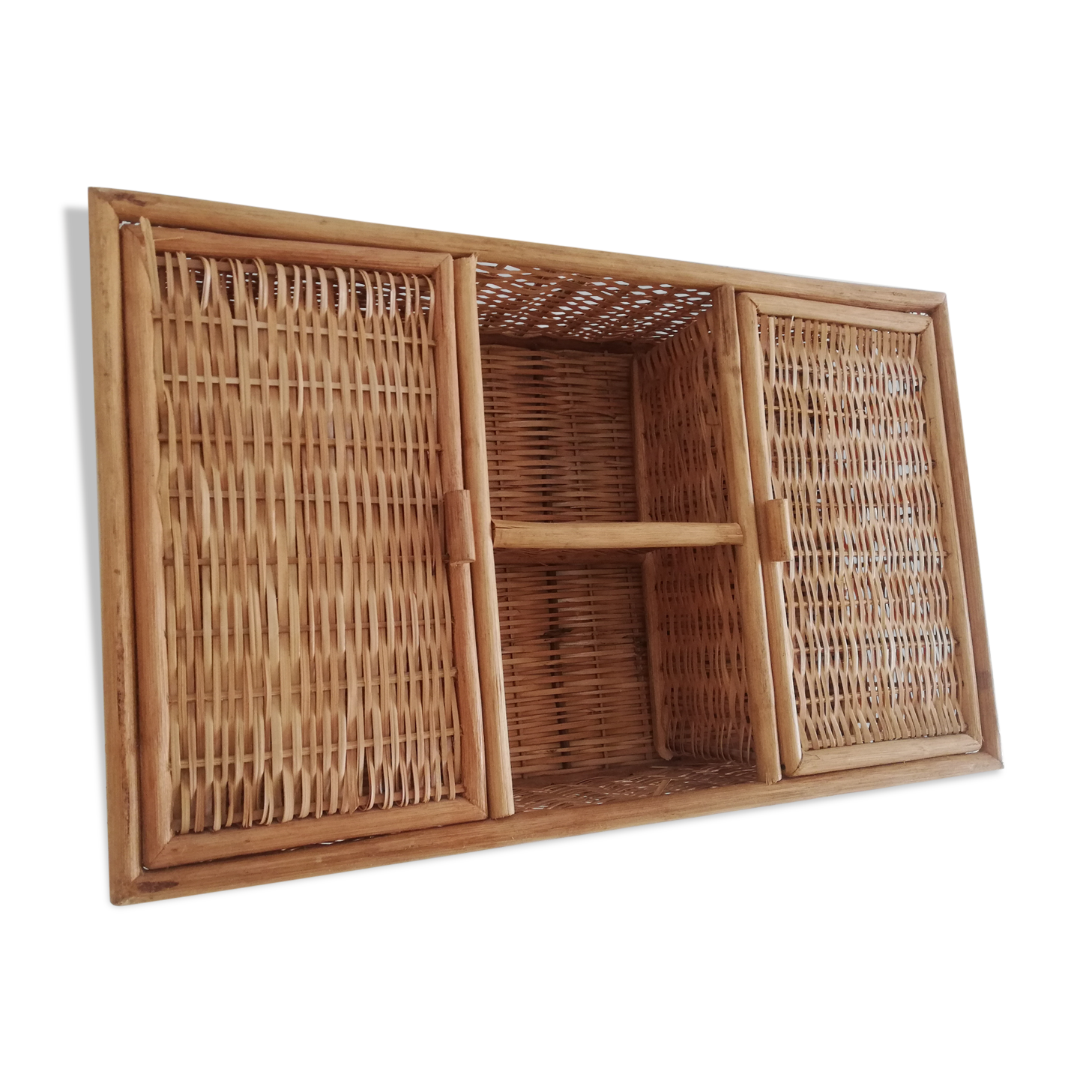 Small vintage rattan cabinet