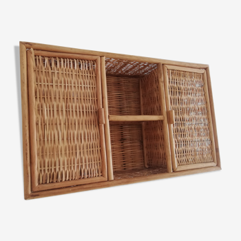 Small vintage rattan cabinet