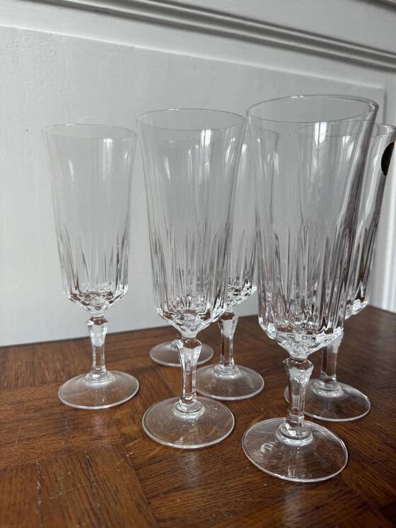 6 flûtes à champagne Cristal d'Arques
