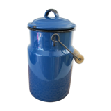 Pot à lait en tôle emaillé bleu