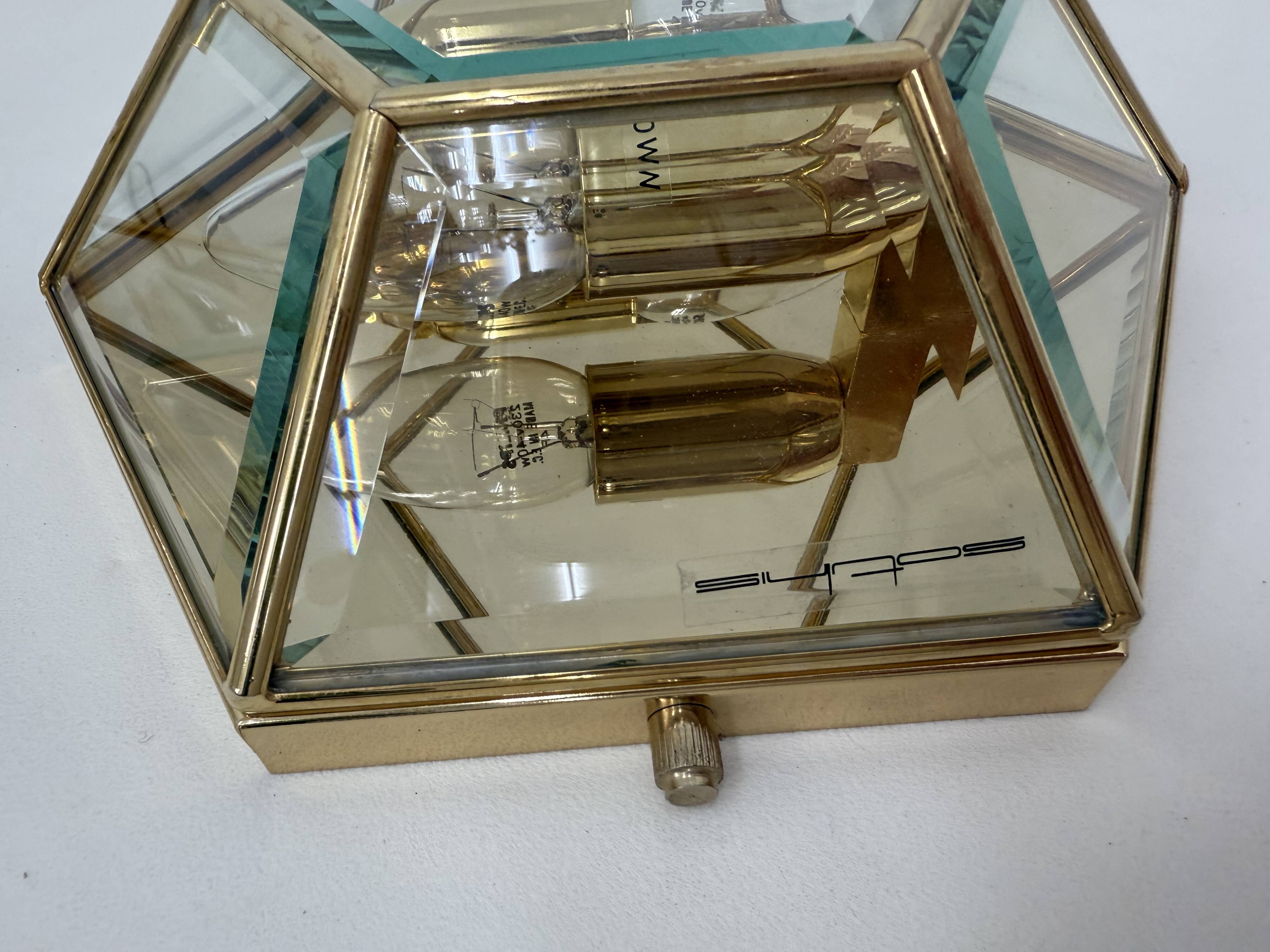 Set of 2 hexagonal wall lamps by Sothis, Italy 1980s