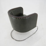 Bauhaus Tubular Armchair in Green Leather,  1930s, Restored