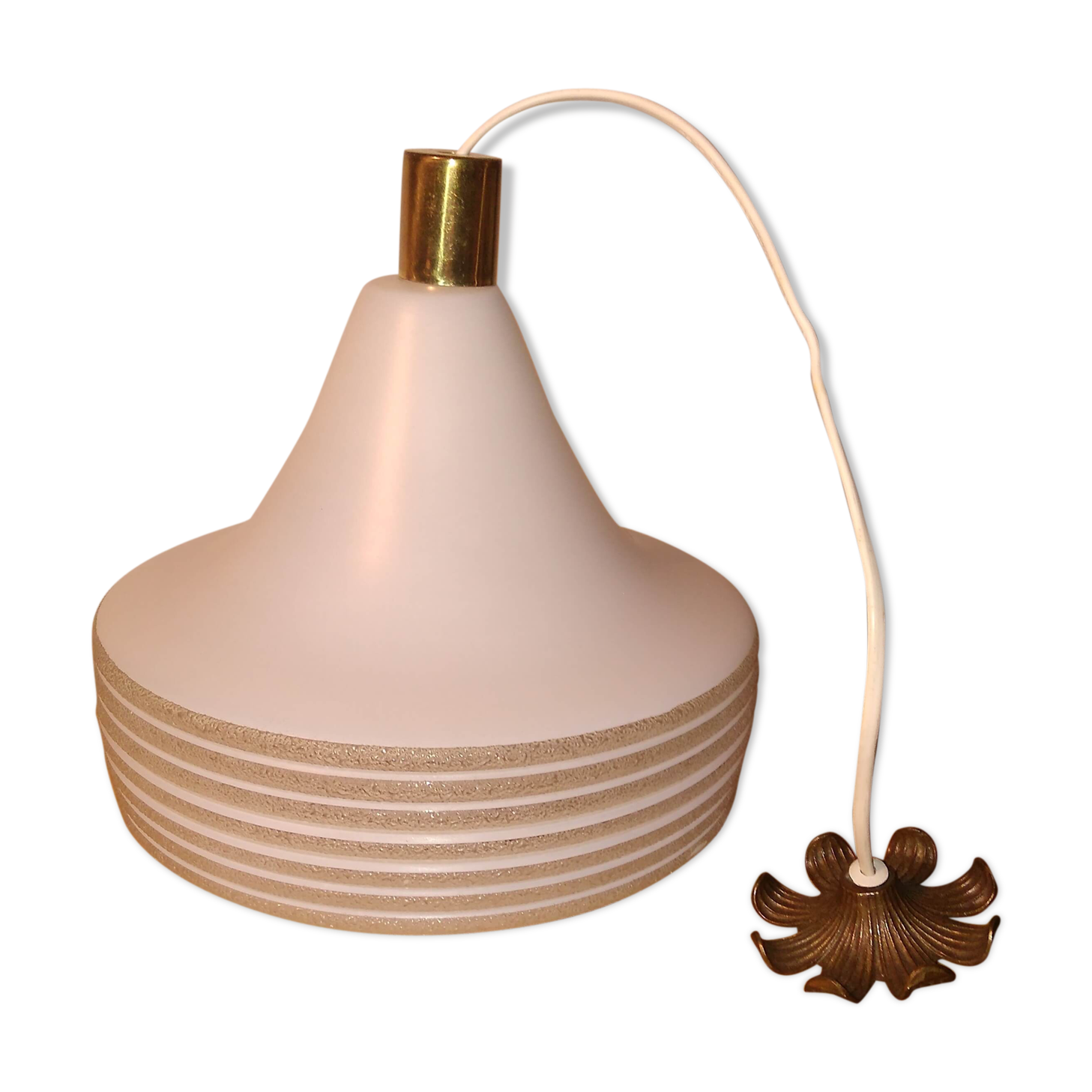 Suspension verre en opaline blanche
