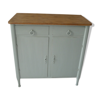 Patinated buffet with wooden tray
