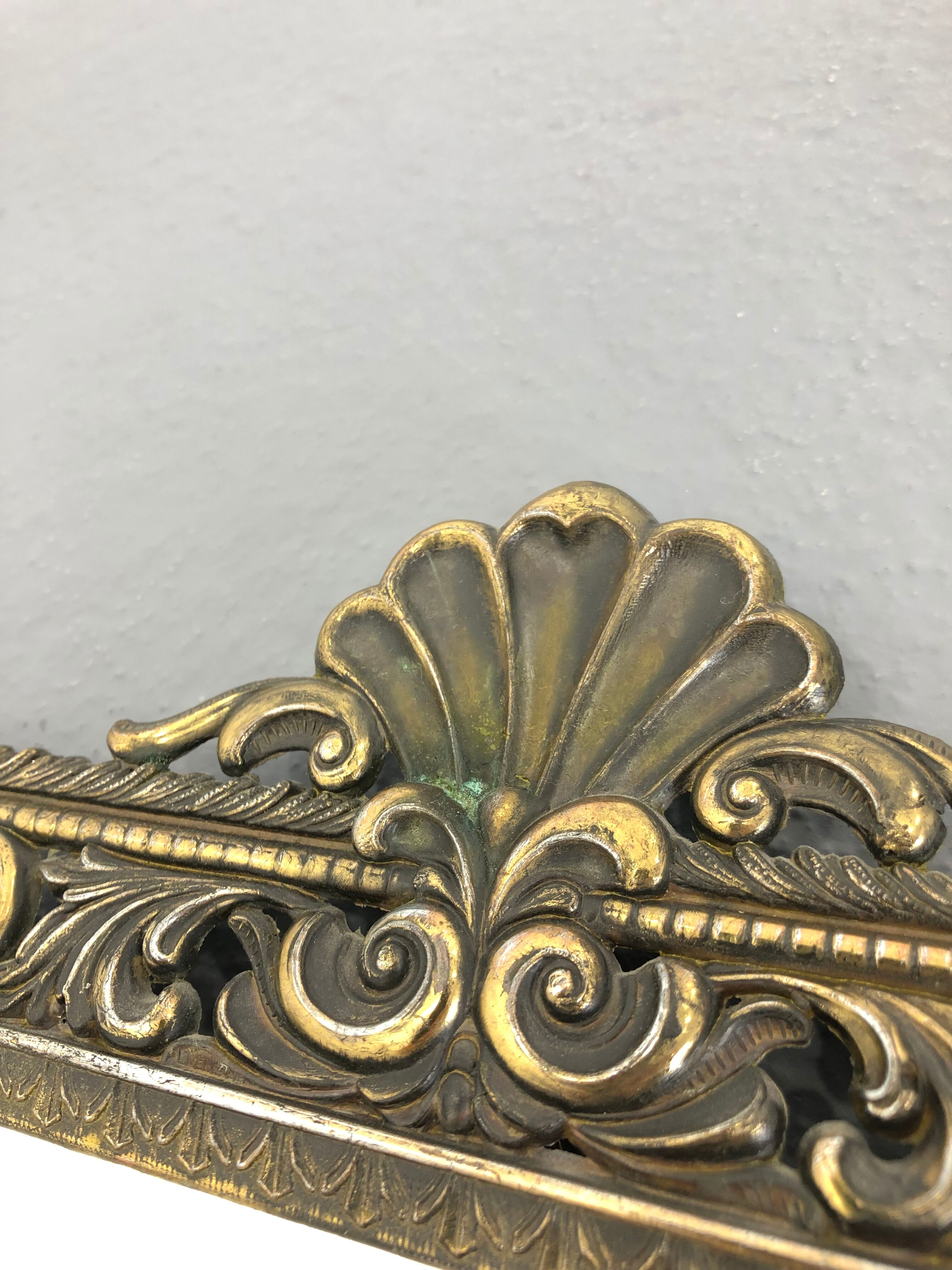 Vintage wall mirror t brass frame, italy, 1950 s