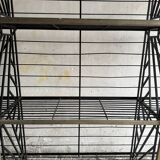 Large Black Powder-Coated Metal Industrial Baker's Rack — Three-Tier Display and Storage Unit, Brass Trim