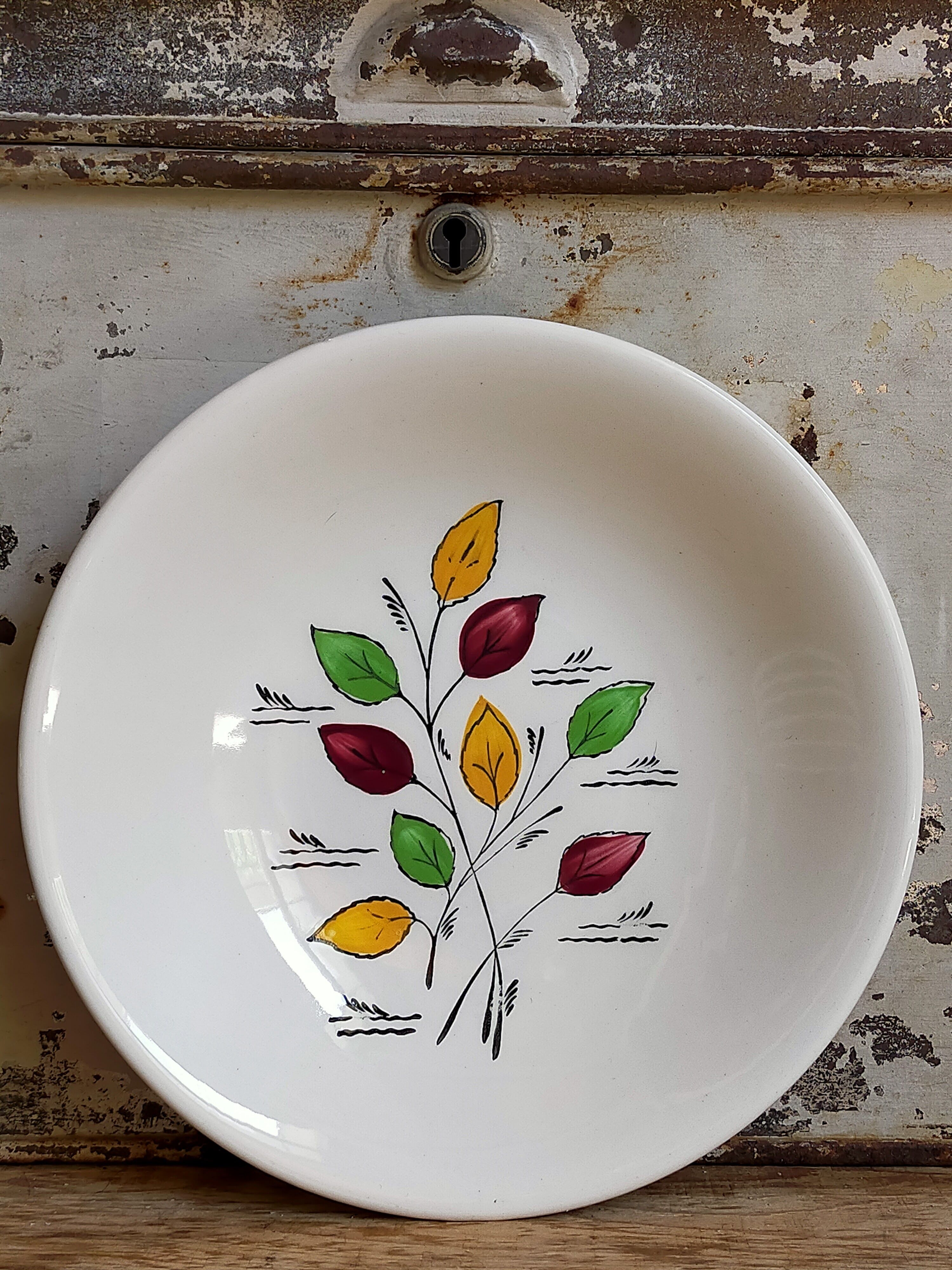 Seven vintage plates in fine earthenware from Gien service Gentilly