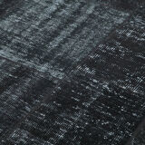 Handwoven oriental overdyed 192 cm x 300 cm black patchwork carpet
