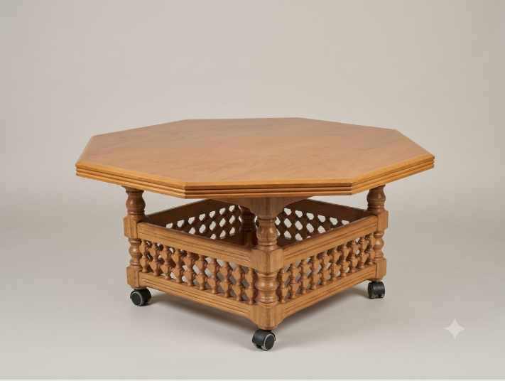 handcrafted solid wood octagonal table