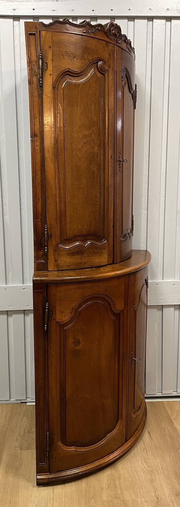 Double Body Corner Cabinet in Walnut from the end of the 19th century