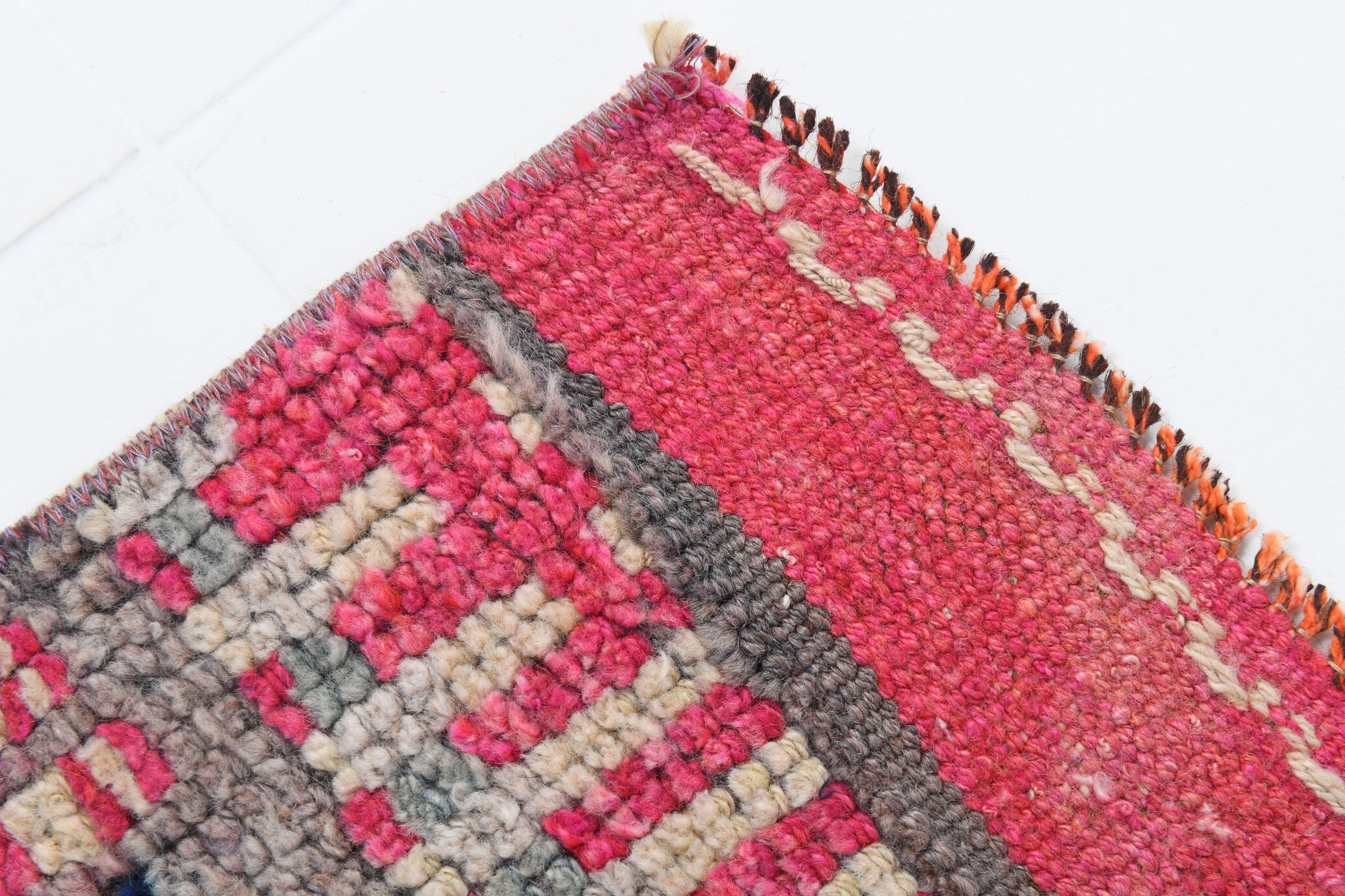 3x9 navy blue & pink turkish runner rug 79x272cm