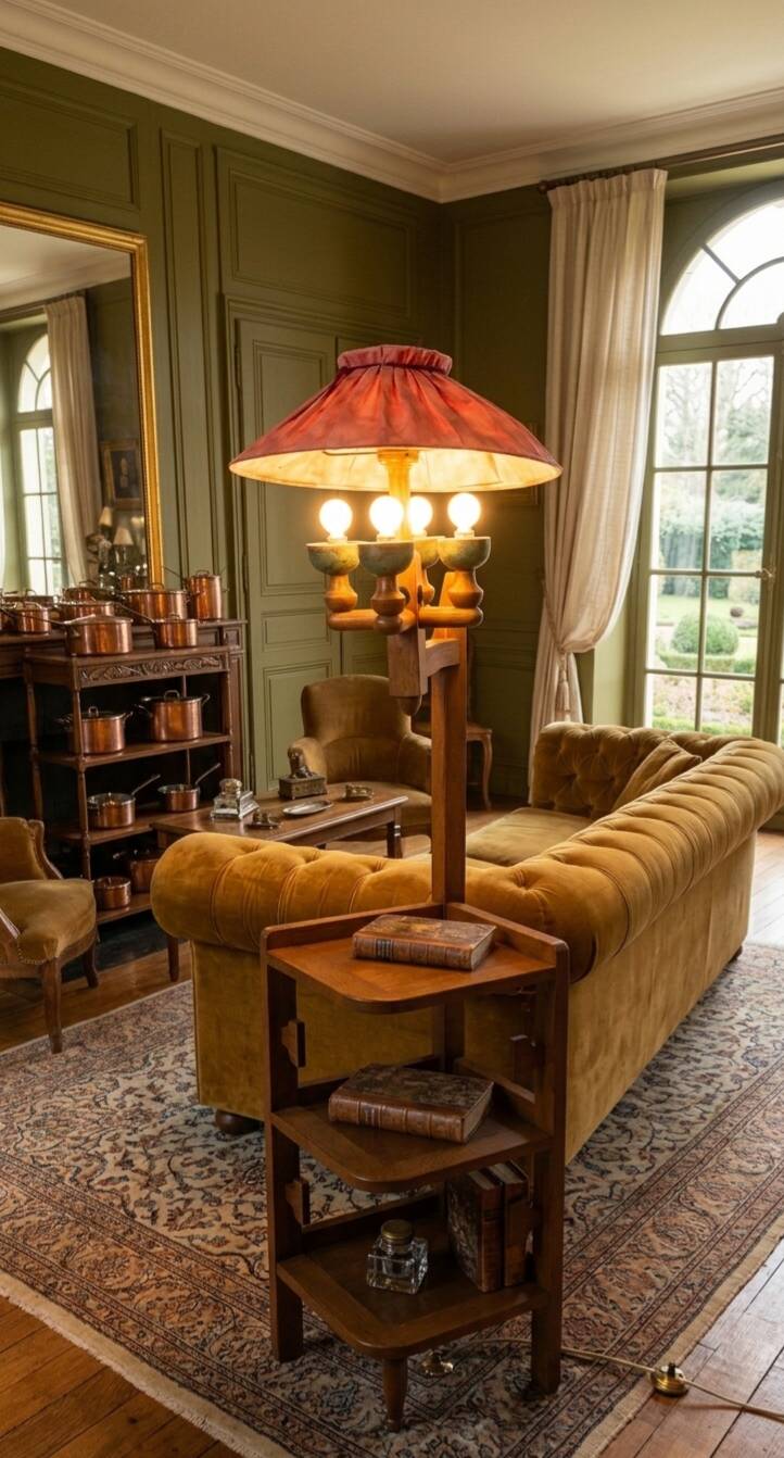 Guillerme and Chambron floor lamp in oak from the 1960s.
