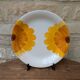 Vintage round serving dish with yellow flowers, Ironstone, 1970s, Italy.