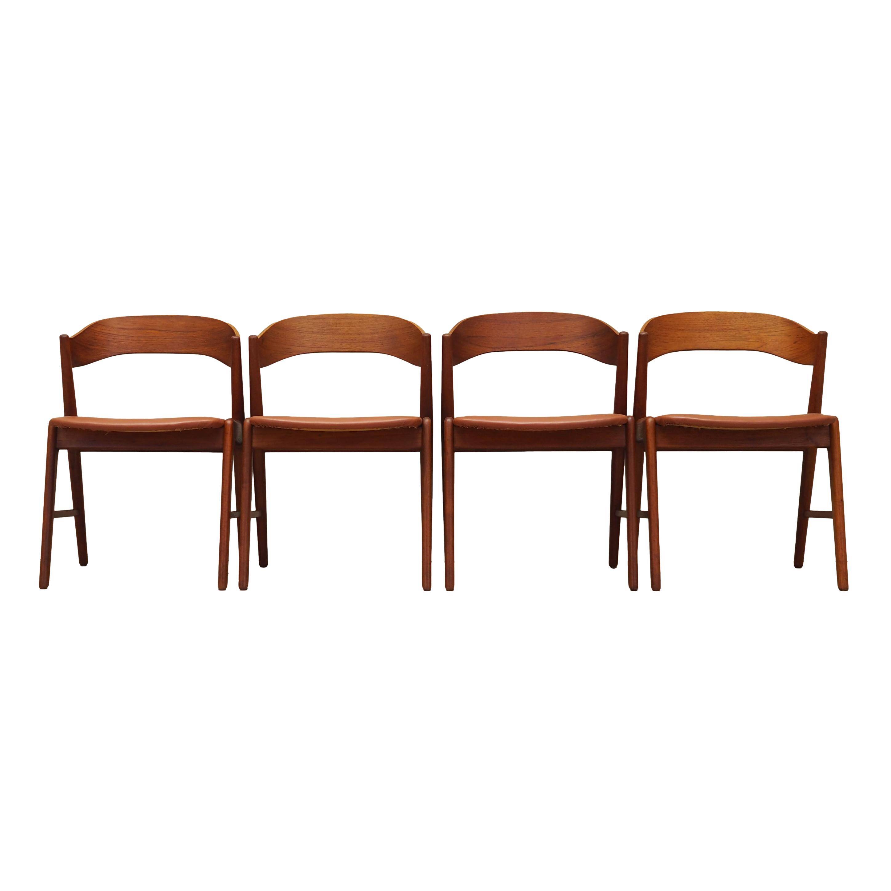 Set of four teak chairs, Danish design, 1970s, manufacture: Korup Stolefabrik