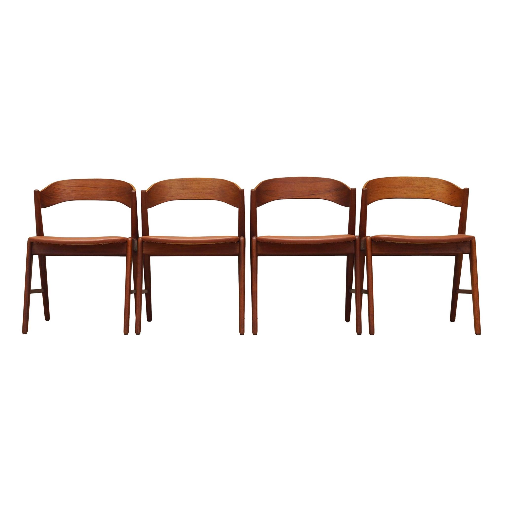 Set of four teak chairs, Danish design, 1970s, manufacture: Korup Stolefabrik