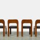 Vintage dining table set with plywood chairs and wooden table with slate inlay, 70s