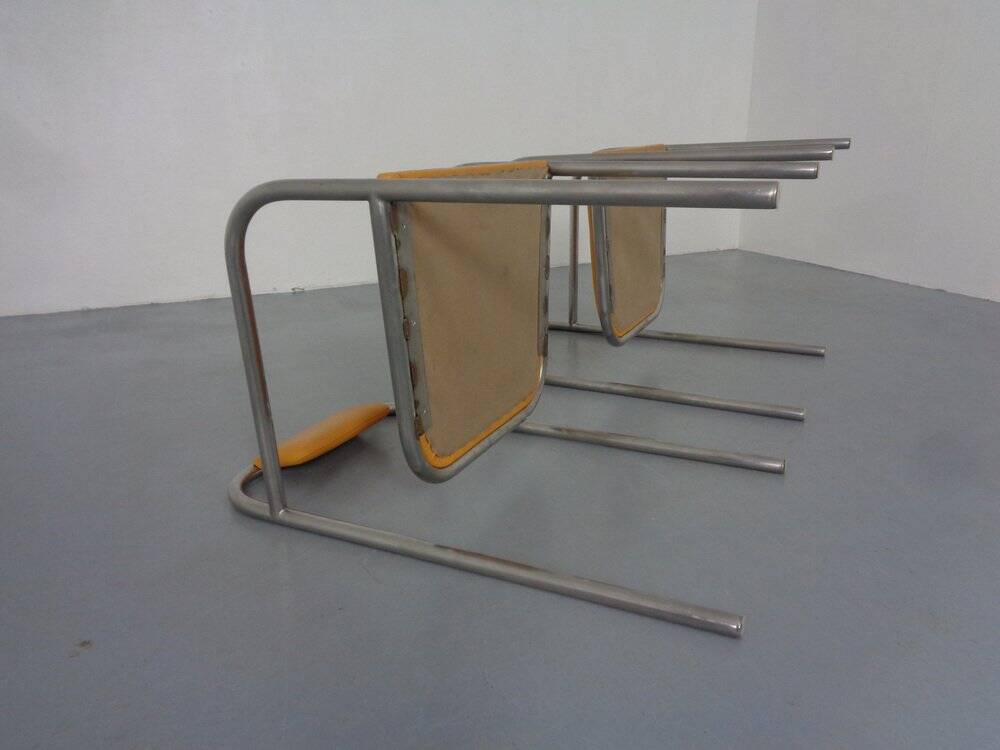 Set of Minimalist Tubular Steel Armchairs by Thomas Wendtland, 1970s