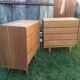 Vintage commodes (duo) in oak with 4 drawers.