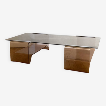 Michel Dumas Plexiglas and glass coffee table