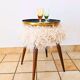 Mid-Century stool with splayed legs in genuine wool