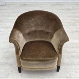 1960s, Danish armchair, original green furniture velour.