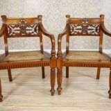 Antique Rosewood Parlor Set with Carved Backrests, Set of 3