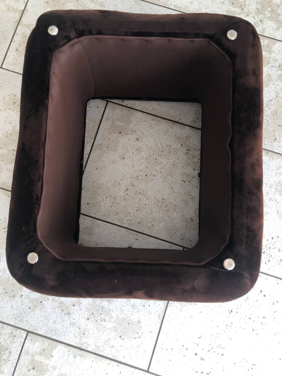 Table de nuit / table basse en velours chocolat et miroir teinté Vintage