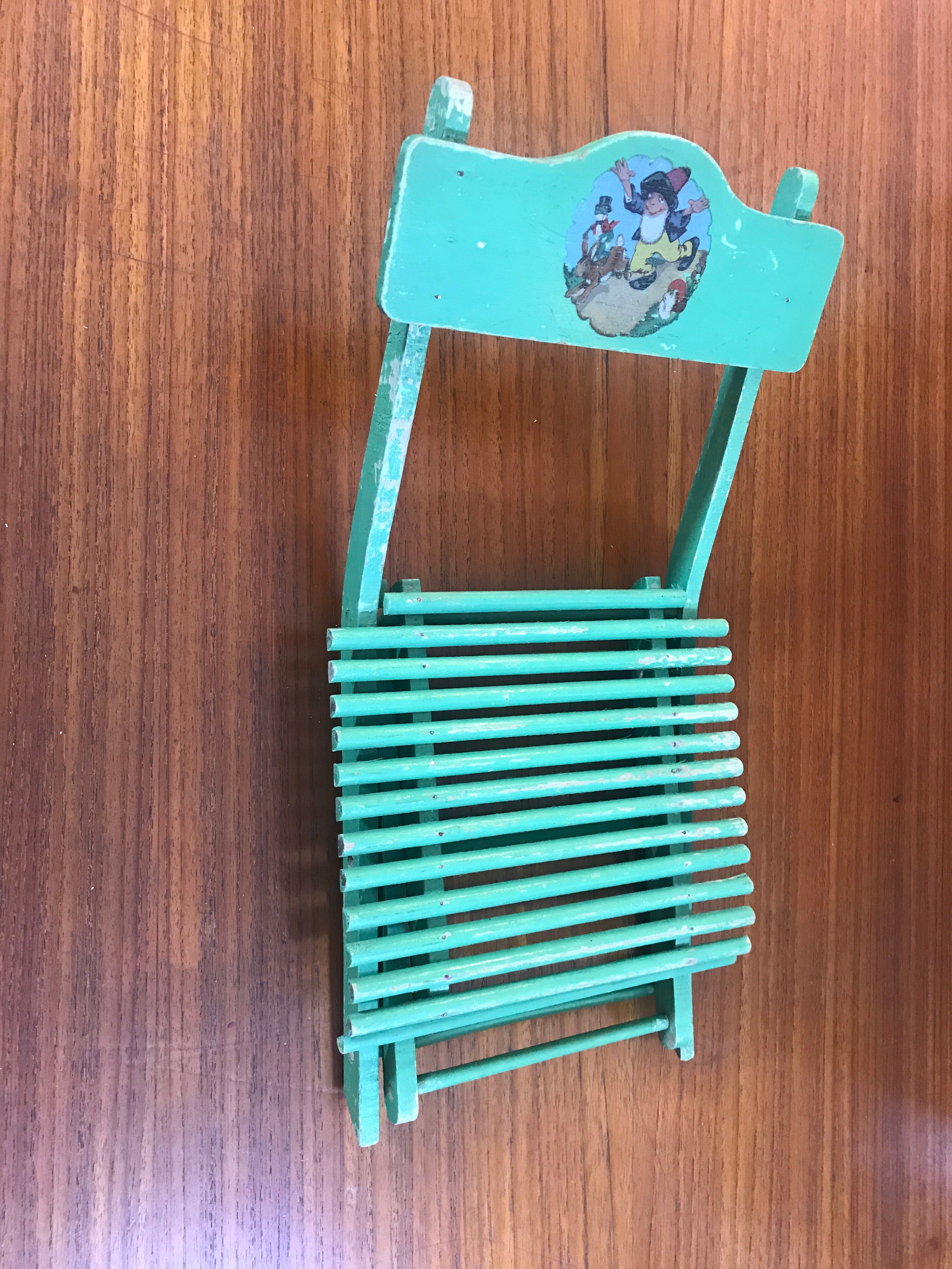 Wooden folding chair for doll 1950