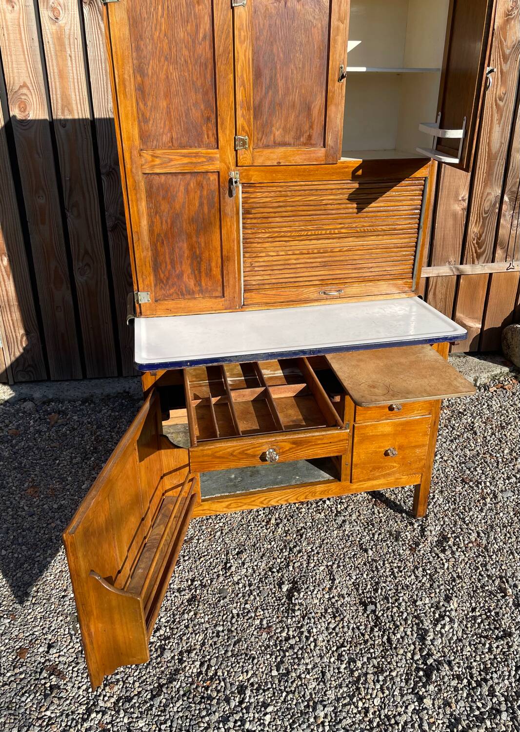 armoire buffet de cuisine porcelaine, émaillée et Hoosier