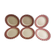 Lot 6 plates dessert faience vintage white red décor 9611 Sarreguemines