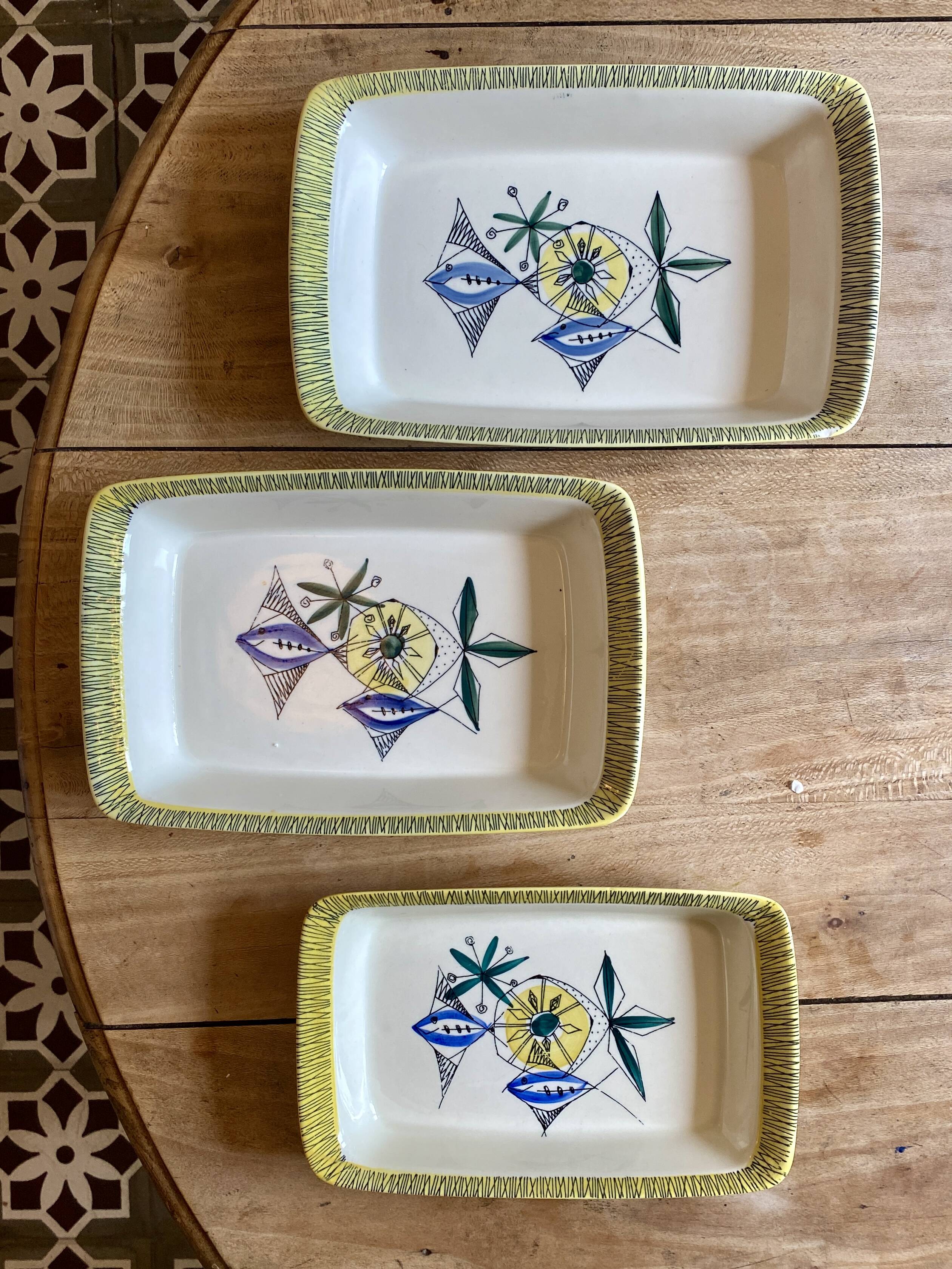 Set of 3 vintage serving dishes from the Flamingo series by Stavangerflint
