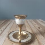 Cellar rat candle holder in brass and mother-of-pearl